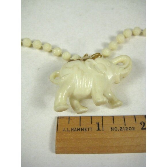 Vintage Elephant Pendant Bead Necklace 25 inch Vintage Strand Plastic Charms - Picture 2 of 11